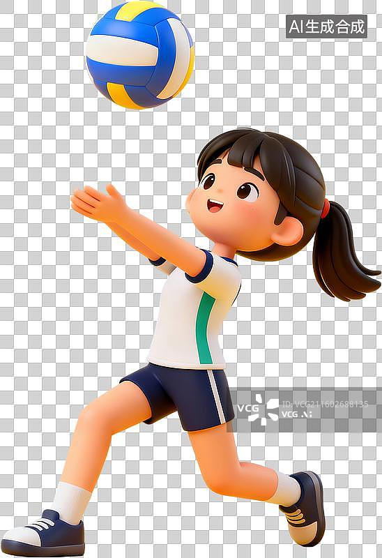 【AI数字艺术】女孩打排球运动瞬间图片素材