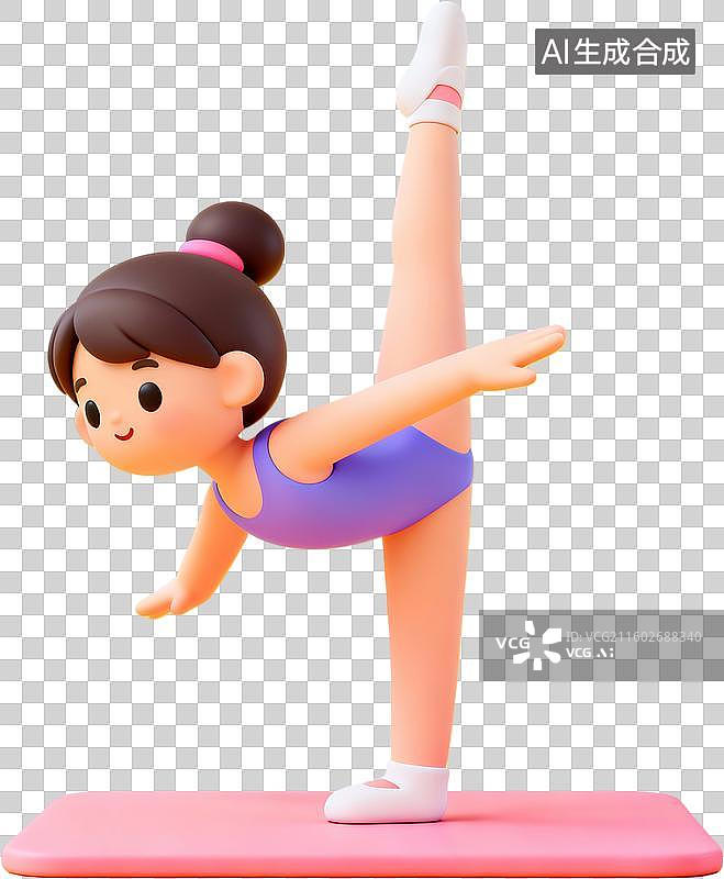 【AI数字艺术】小女孩做体操动作图片素材
