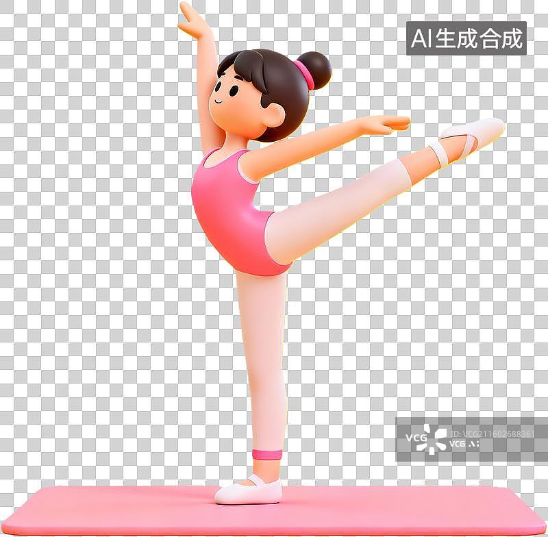 【AI数字艺术】小女孩练习舞蹈动作图片素材