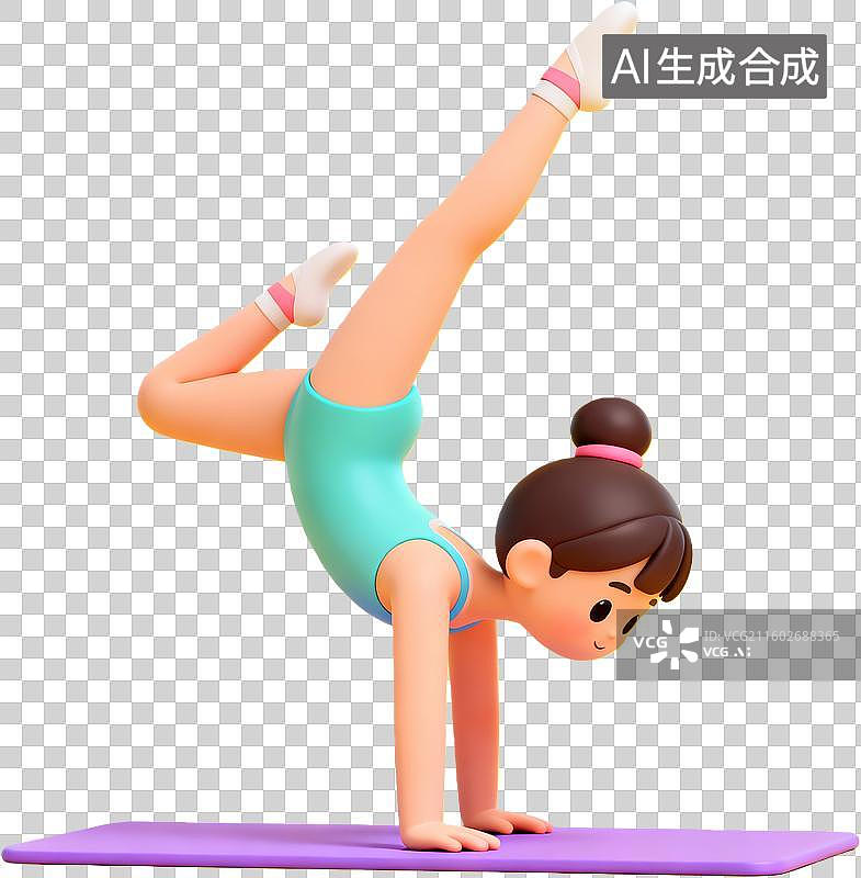 【AI数字艺术】小女孩体操倒立动作图片素材