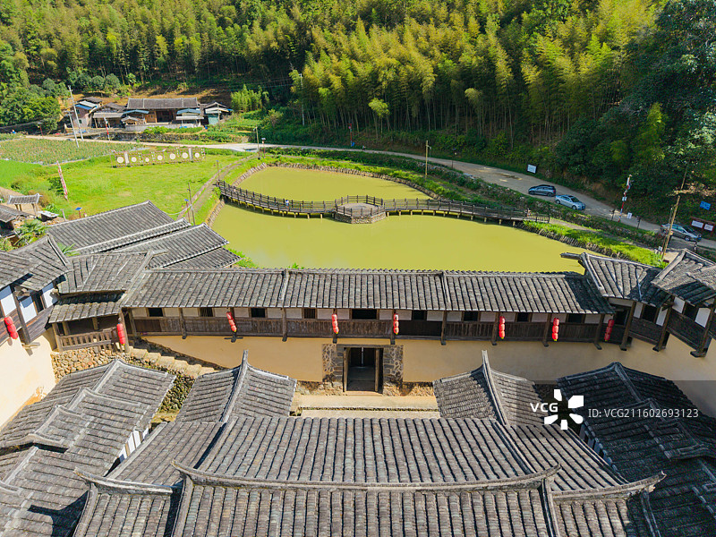 福建省三明市，大田县，东坂村，安良堡，土堡，历史建筑，航拍之美！图片素材