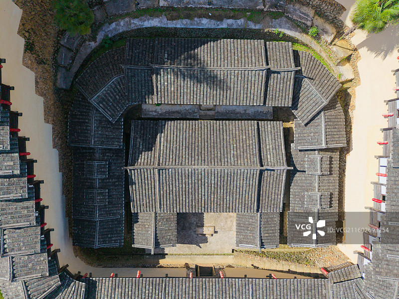 福建省三明市，大田县，东坂村，安良堡，土堡，历史建筑，航拍之美！图片素材