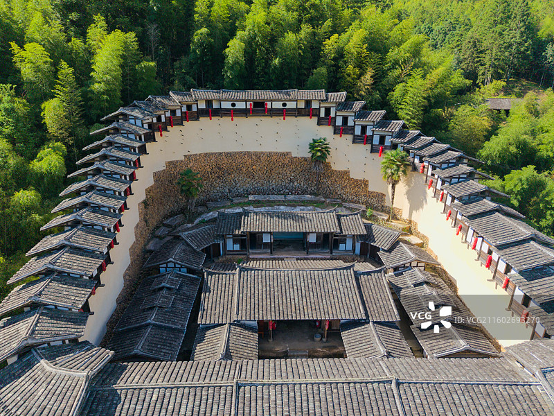 福建省三明市，大田县，东坂村，安良堡，土堡，历史建筑，航拍之美！图片素材