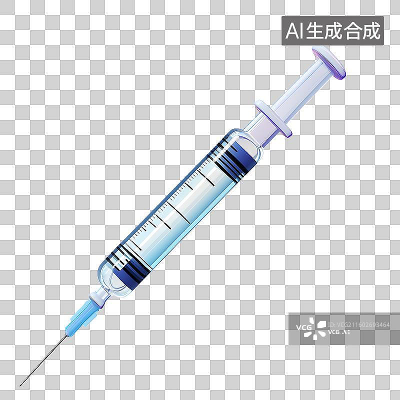 【AI数字艺术】卡通3D医疗注射注射器工具元素图片素材