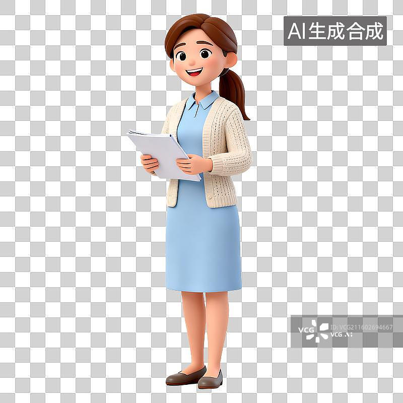 【AI数字艺术】手持文件的女性形象图片素材