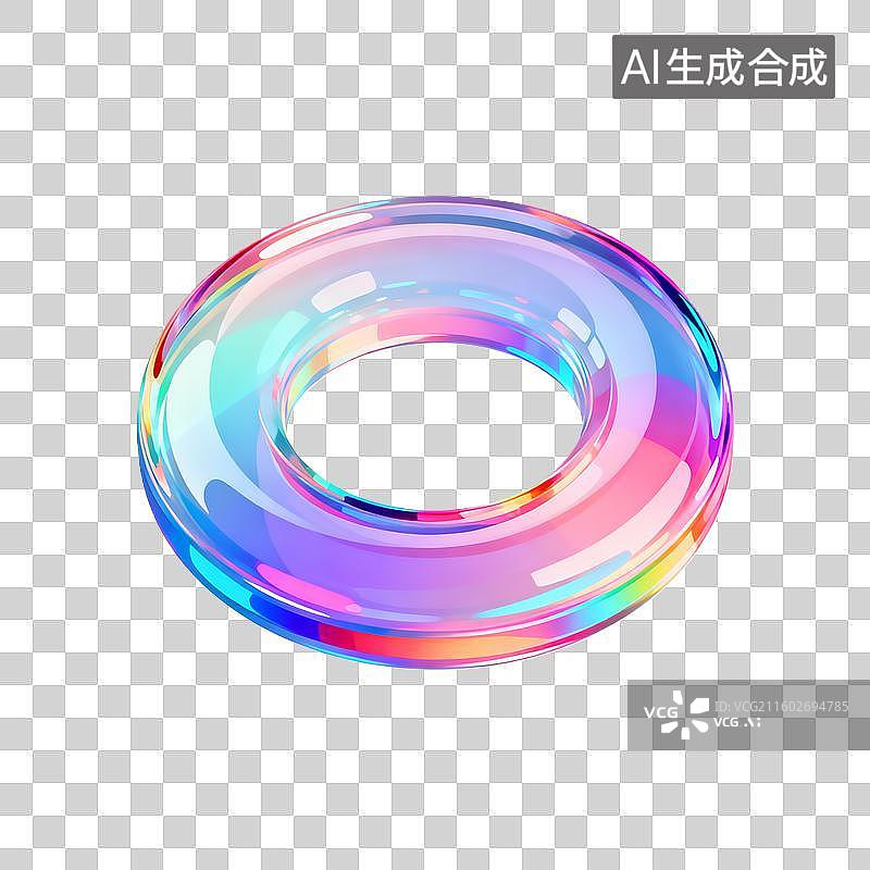 【AI数字艺术】酸性风格鲜亮色彩圆环轻拟物插画图片素材