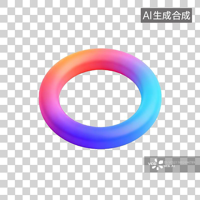 【AI数字艺术】酸性风格鲜亮色彩圆环轻拟物插画图片素材