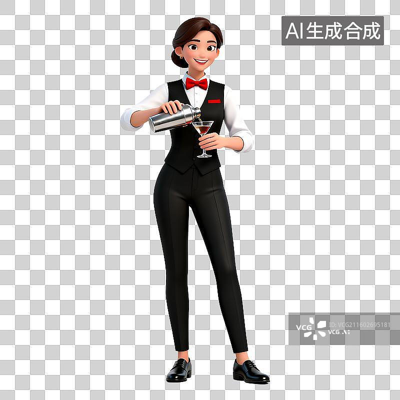 【AI数字艺术】一位女性调酒师在调制鸡尾酒图片素材