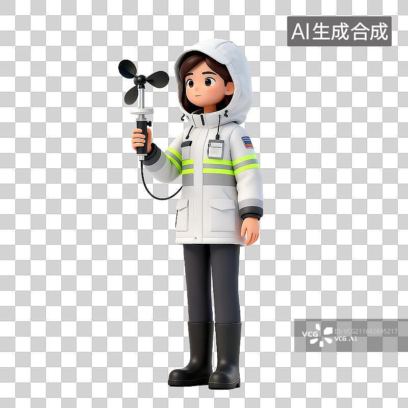 【AI数字艺术】手持风速仪测量风速的人物图片素材