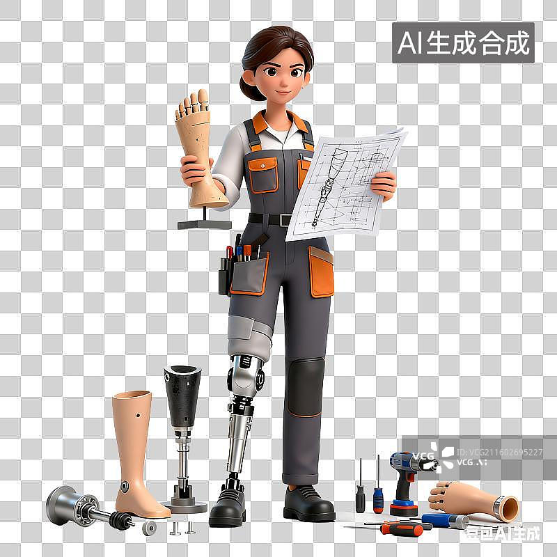 【AI数字艺术】专业假肢工程师展示相关物品图片素材