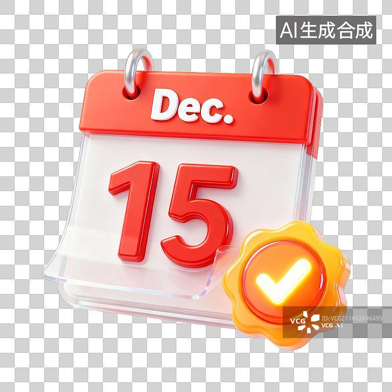 【AI数字艺术】3D卡通十二月已完成打卡签到日历UI系统图标图片素材