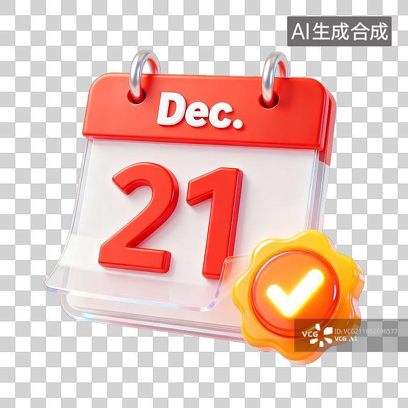 【AI数字艺术】3D卡通十二月已完成打卡签到日历UI系统图标图片素材