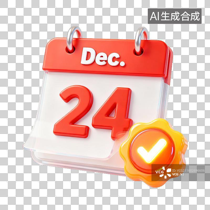 【AI数字艺术】3D卡通十二月已完成打卡签到日历UI系统图标图片素材