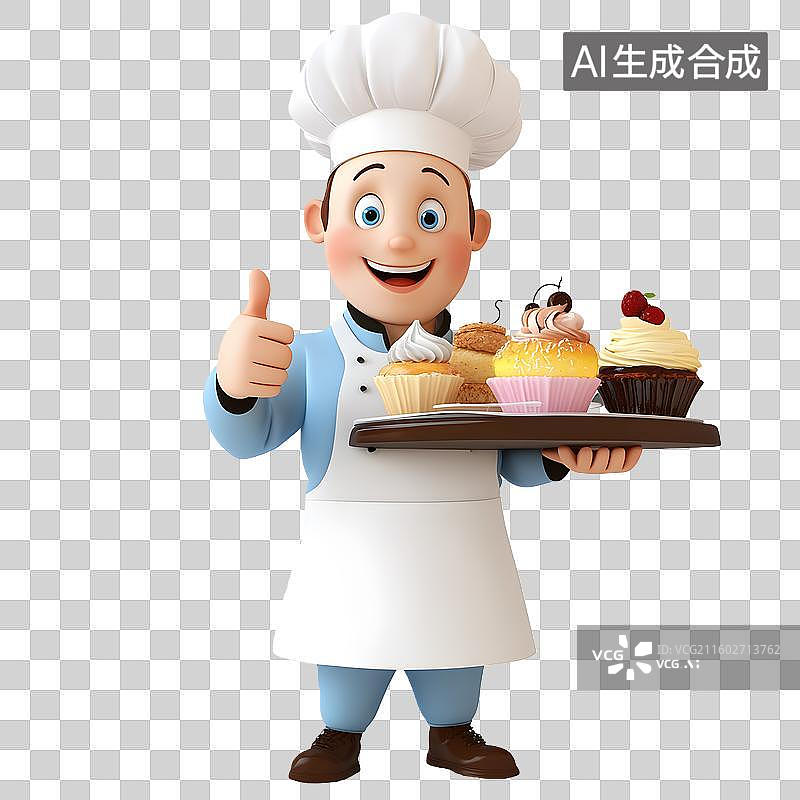 【AI数字艺术】3D卡通烘焙师职业点赞认可形象图片素材