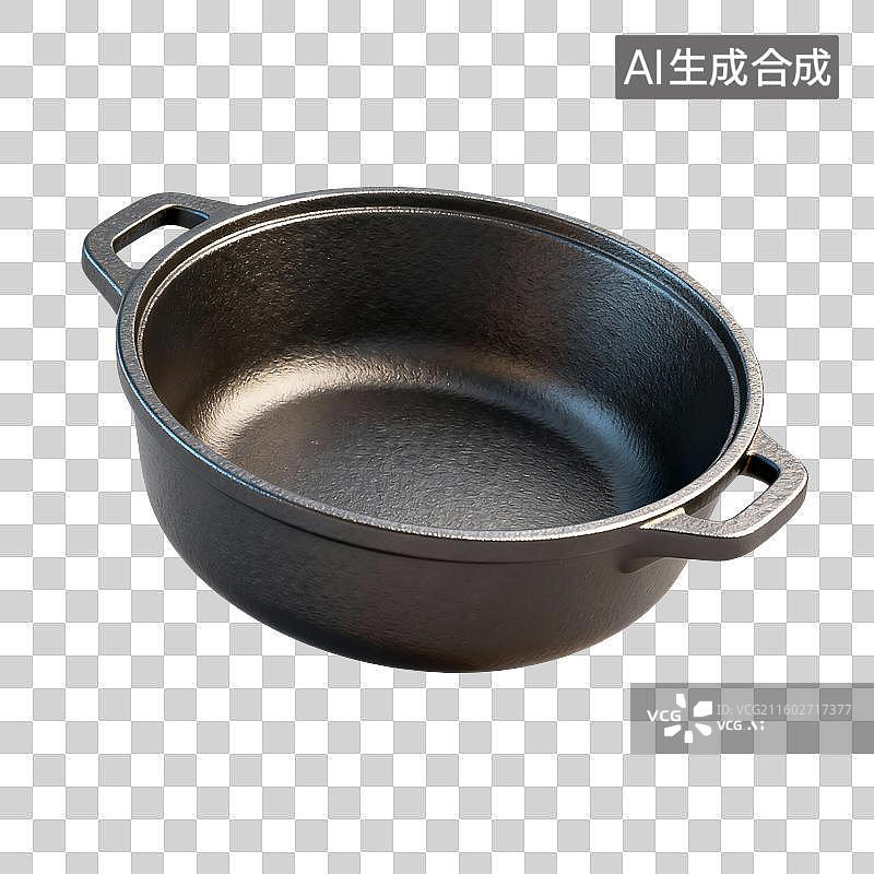 【AI数字艺术】3D渲染，铸铁锅，户外活动，露营，野餐，野炊，炊具，免抠元素图片素材