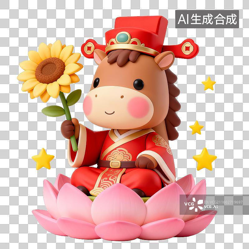 【AI数字艺术】3D马年“玄学”祈福元素：一举夺葵图片素材