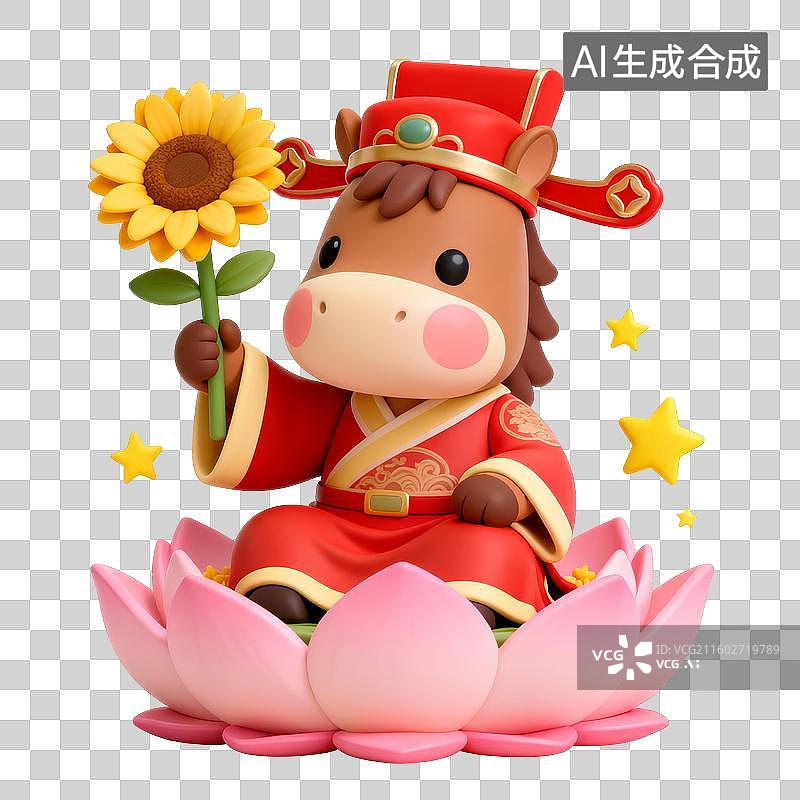 【AI数字艺术】3D马年“玄学”祈福元素：一举夺葵图片素材