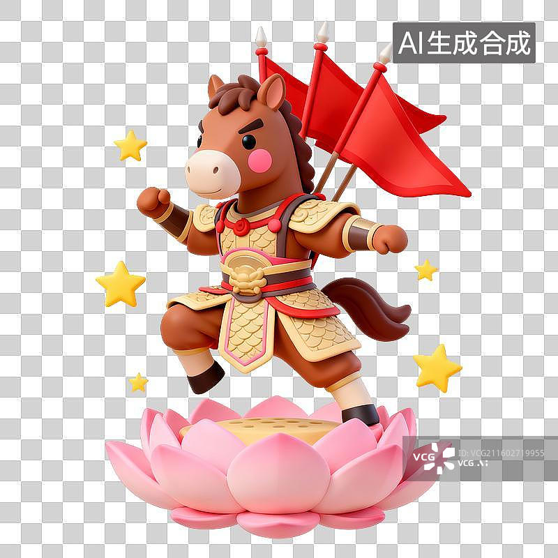 【AI数字艺术】3D马年“玄学”祈福元素：骐开得胜图片素材