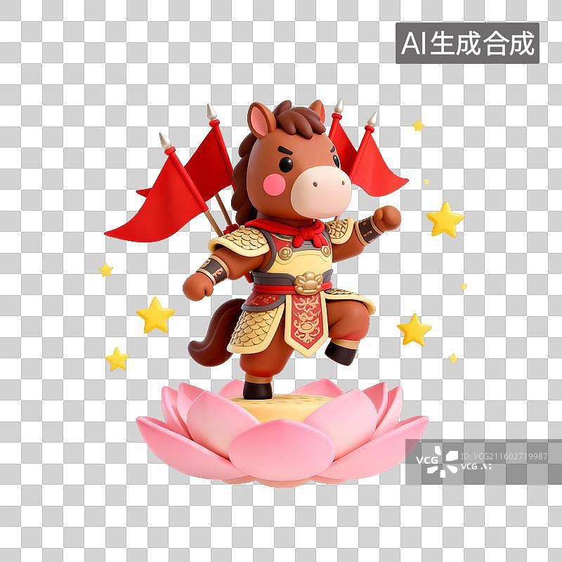 【AI数字艺术】3D马年“玄学”祈福元素：骐开得胜图片素材