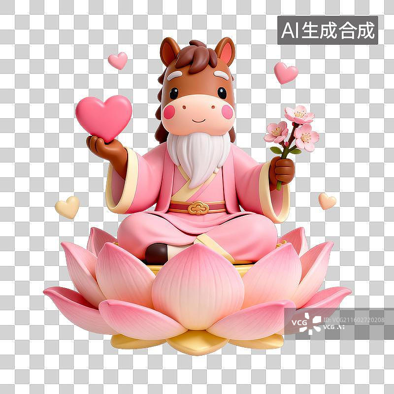 【AI数字艺术】3D马年桃花运“玄学”祈福元素：马上有缘图片素材