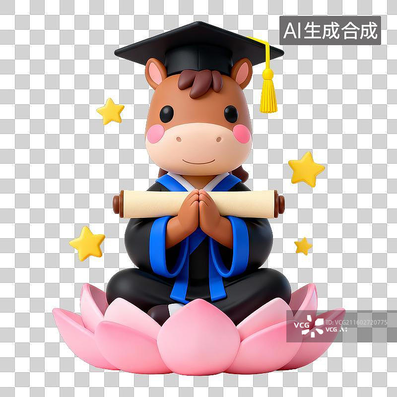 【AI数字艺术】3D马年考试“玄学”祈福元素：马上上岸图片素材