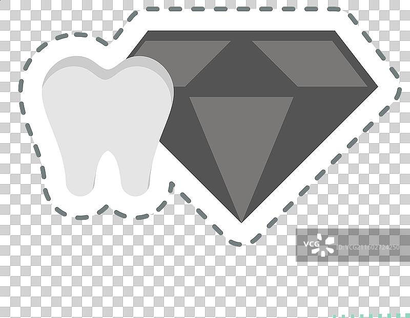 牙齿珠宝贴纸线条图，与牙科相关图片素材