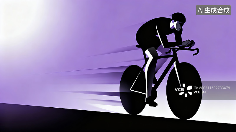 【AI数字艺术】剪影风公路自行车运动员竞技插画素材图片素材