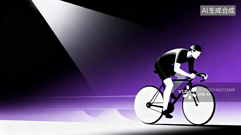 【AI数字艺术】剪影风公路自行车运动员竞技插画素材图片素材