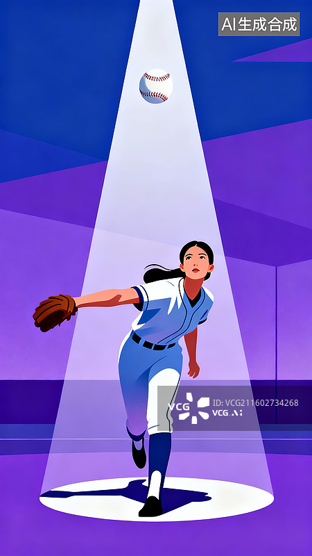 【AI数字艺术】插画棒球女投手竞技运动素材图片素材