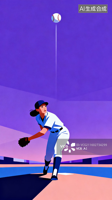 【AI数字艺术】插画棒球女投手竞技运动素材图片素材