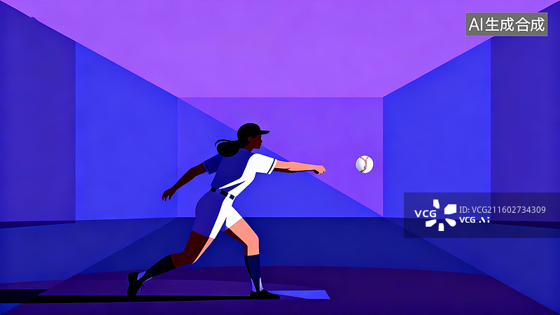 【AI数字艺术】插画棒球女投手竞技运动素材图片素材