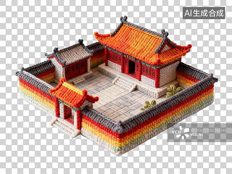 【AI数字艺术】色彩缤纷的传统中式建筑模型图片素材