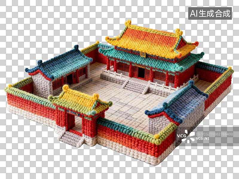【AI数字艺术】色彩缤纷的传统中式建筑模型图片素材