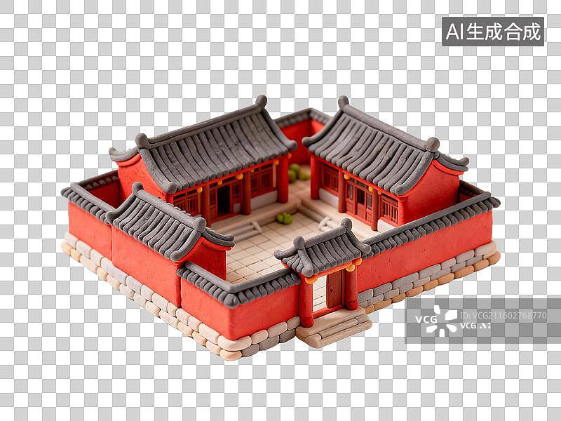 【AI数字艺术】传统中式四合院模型图片素材