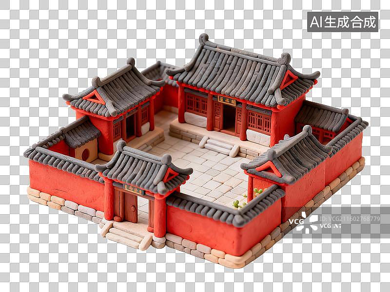 【AI数字艺术】传统中式四合院模型图片素材