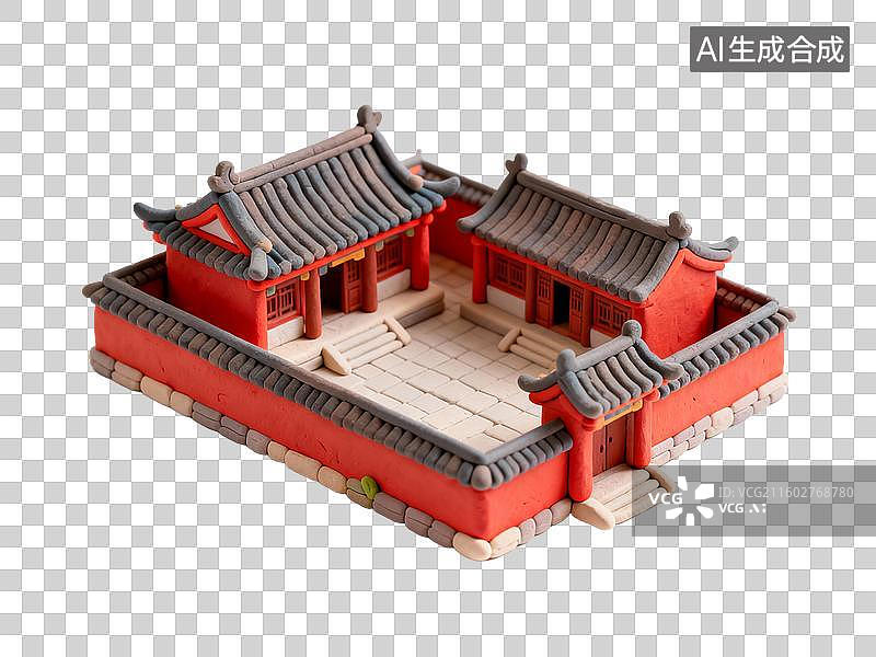 【AI数字艺术】传统中式四合院模型图片素材