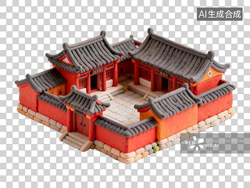 【AI数字艺术】传统中式四合院模型图片素材