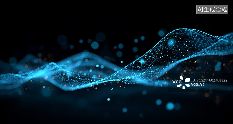 【AI数字艺术】光影网络数据流科幻背景图图片素材