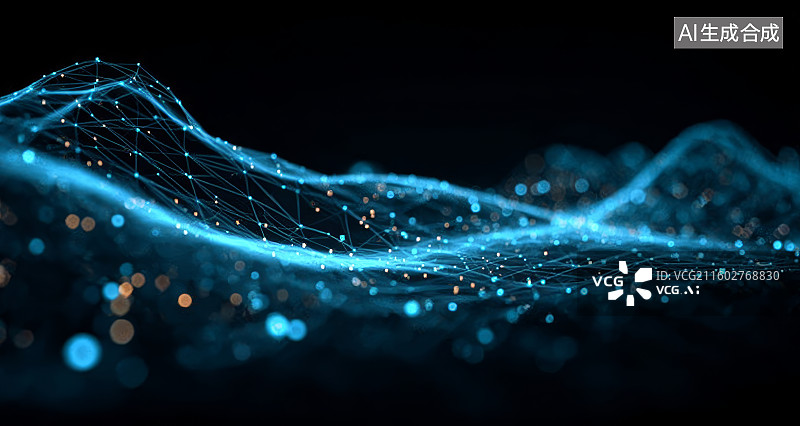 【AI数字艺术】光影网络数据流科幻背景图图片素材