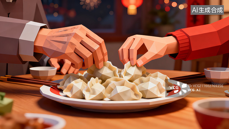 【AI数字艺术】新年除夕年夜饭，团圆饭，聚会，一家人图片素材