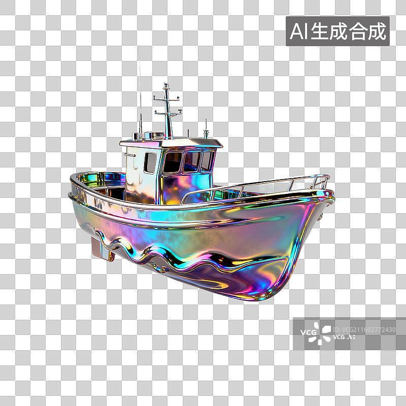 【AI数字艺术】酸性风格的渔船图片素材