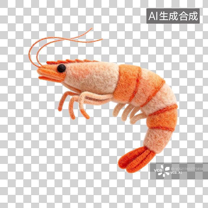 【AI数字艺术】毛毡风格的虾图片素材