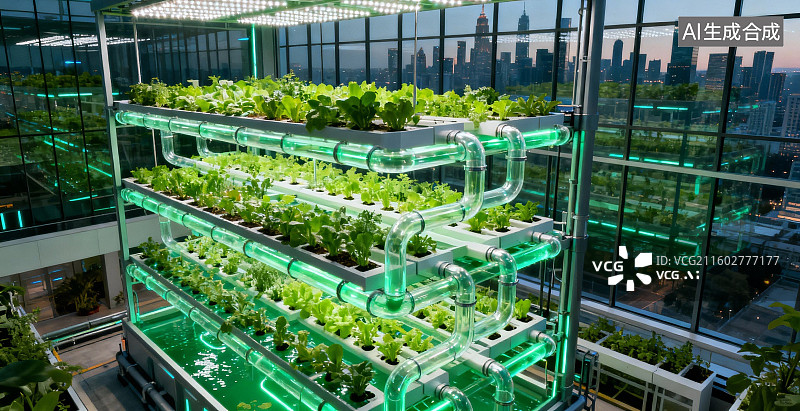【AI数字艺术】城市垂直农场内部景象图片素材