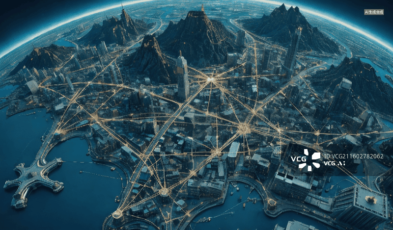 【AI数字艺术】未来城市星图图片素材