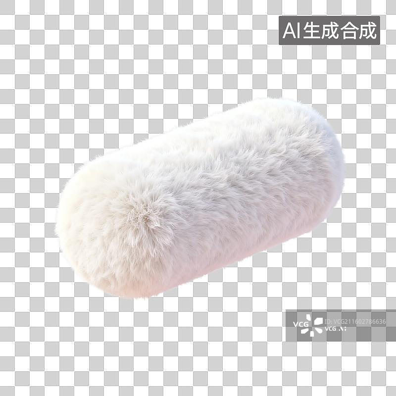 【AI数字艺术】柔软蓬松白色圆柱形毛绒物件图片素材