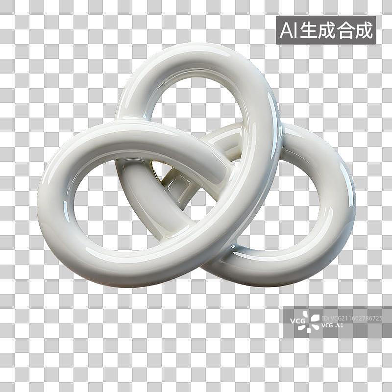 【AI数字艺术】三个相互交织的白色环形物体图片素材
