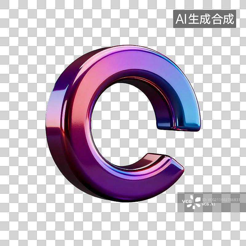 【AI数字艺术】彩色立体金属质感字母C图片素材
