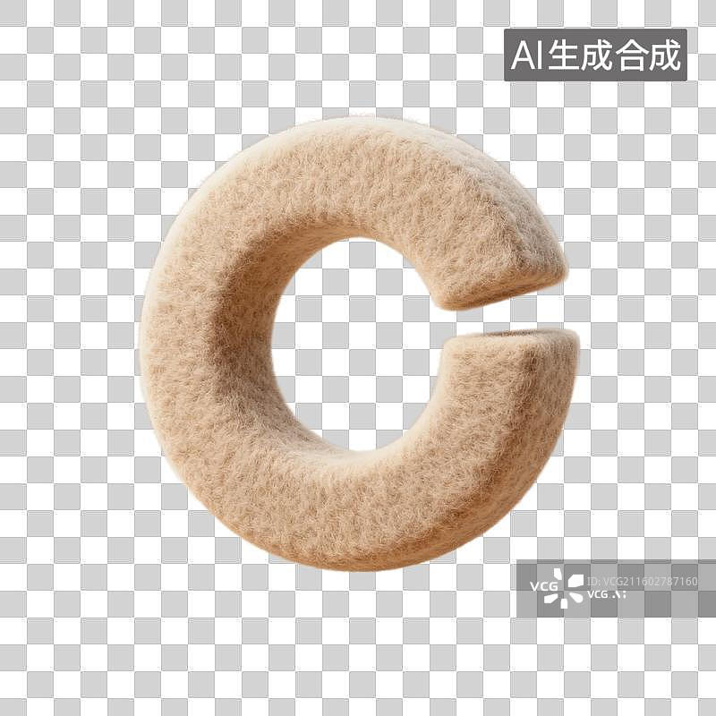 【AI数字艺术】毛绒质感字母C的创意呈现图片素材