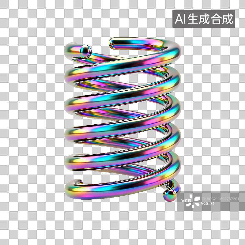 【AI数字艺术】色彩斑斓的金属螺旋弹簧图片素材