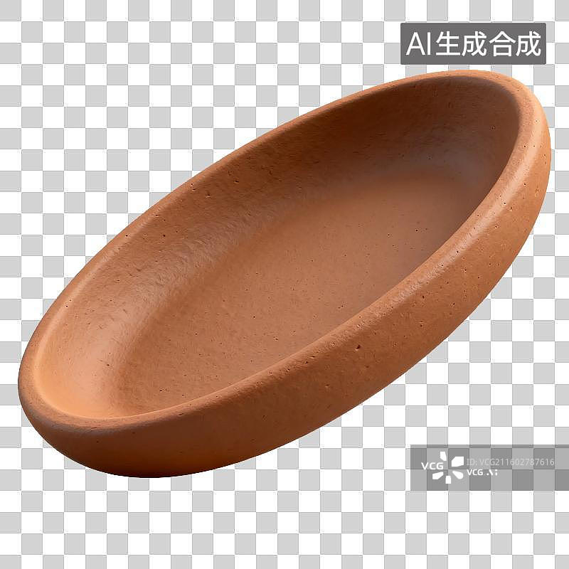 【AI数字艺术】椭圆形陶土花盆托盘图片素材